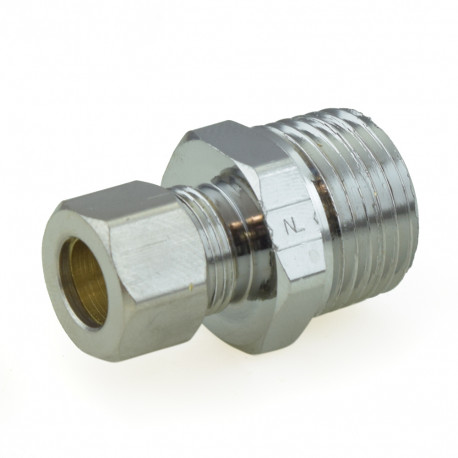 3/8" OD No Tube Stop x 1/2" MIP Threaded Compression Adapter, Chrome Plated, Lead-Free BrassCraft