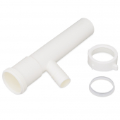 1-1/2" x 8" Slip Joint Dishwasher Taipiece w/ 5/8" Hose Barb x 7/8" OD Outlet, White Plastic Sioux Chief