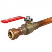 18" Flexible Copper Water Heater Connector, 3/4" Push-Fit x 3/4" FIP (Swivel), w/ Full Port Valve Sioux Chief