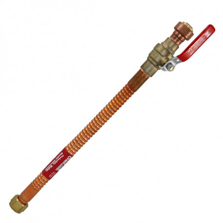 18" Flexible Copper Water Heater Connector, 3/4" Push-Fit x 3/4" FIP (Swivel), w/ Full Port Valve Sioux Chief