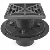 Square PVC Shower Tile/Pan Drain w/ Polished Steel Strainer, 2" Hub x 3" Inside Fit Sioux Chief