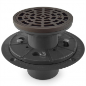 Round PVC Shower Tile/Pan Drain w/ Oil Rubbed Bronze Strainer, 2" Hub x 3" Inside Fit Sioux Chief