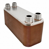 40-Plate, 4-1/4" x 12" Brazed Plate Heat Exchanger with 1" MNPT Ports Everhot