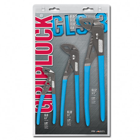 GLS-3 Channellock Griplock Tongue and Groove Pliers Gift Set (incl. 6.5" GL6, 9.5" GL10 and 12.5" GL12 models) Channellock