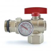 Manifold Angle Ball Valve w/ Temperature Gauge (red handle) Rifeng