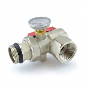 Manifold Angle Ball Valve w/ Temperature Gauge (red handle) Rifeng