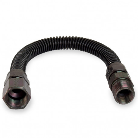 12" Low-Visibility (Black) Stainless Steel Gas Fireplace Connector, 1/2" MIP (3/8" FIP) x 1/2" FIP, 3/8" ID Dormont