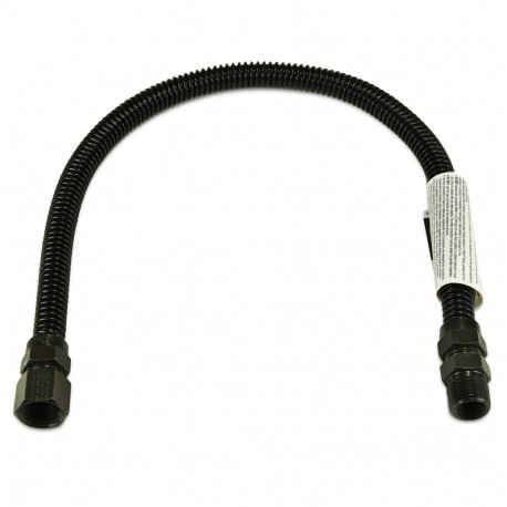 24" Low-Visibility (Black) Stainless Steel Gas Fireplace Connector, 1/2" MIP (3/8" FIP) x 1/2" FIP, 3/8" ID Dormont