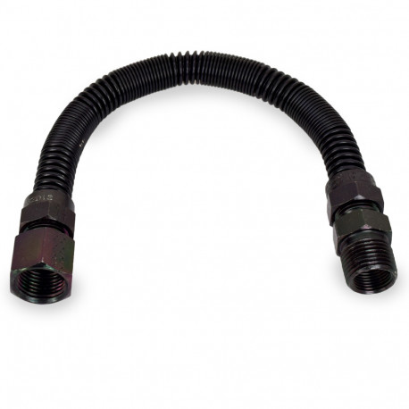 12" WhisperFlex, Low-Visibility (Black) Stainless Steel Gas Fireplace Connector, 1/2" MIP x 1/2" FIP, 3/8" ID Dormont