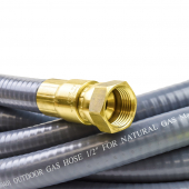 12ft Quick-Disconnect, PVC-Coated, Portable Gas Appliance/BBQ Connector, 1/2" FIP x 1/2" FIP, 1/2" ID Dormont
