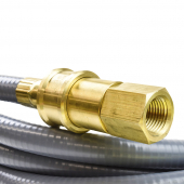 12ft Quick-Disconnect, PVC-Coated, Portable Gas Appliance/BBQ Connector, 1/2" FIP x 1/2" FIP, 1/2" ID Dormont