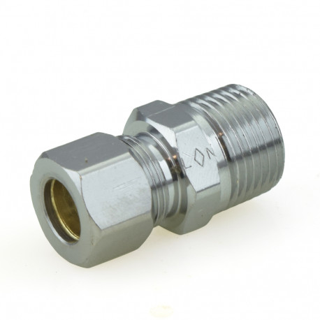 3/8" OD No Tube Stop x 3/8" MIP Threaded Compression Adapter, Chrome Plated, Lead-Free BrassCraft