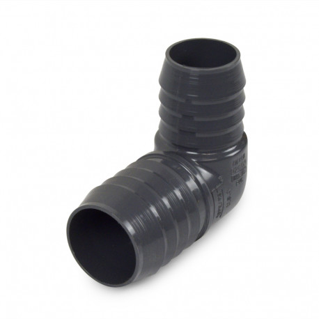 1-1/2" x 1-1/4" Barbed Insert 90° Reducing PVC Elbow, Sch 40, Gray Spears