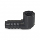 3/4" Barbed Insert x 1/2" Female NPT 90° PVC Reducing Elbow, Sch 40, Gray Spears