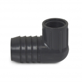 1-1/4" Barbed Insert x 3/4" Female NPT 90° PVC Reducing Elbow, Sch 40, Gray Spears