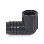 1-1/4" Barbed Insert x 1" Female NPT 90° PVC Reducing Elbow, Sch 40, Gray Spears