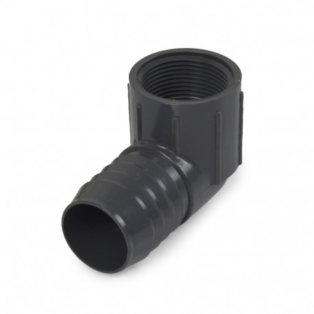 1-1/2" Barbed Insert x 1-1/4" Female NPT 90° PVC Reducing Elbow, Sch 40, Gray Spears
