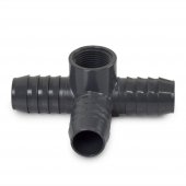 1" Barbed Insert x 3/4" Female NPT Side Outlet PVC Tee, Sch 40, Gray Spears