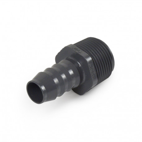 3/4" Barbed Insert x 1" Male NPT Threaded PVC Reducing Adapter, Sch 40, Gray Spears