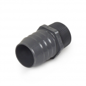 1-1/4" Barbed Insert x 1" Male NPT Threaded PVC Reducing Adapter, Sch 40, Gray Spears