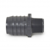 1-1/2" Barbed Insert x 1" Male NPT Threaded PVC Reducing Adapter, Sch 40, Gray Spears