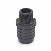 1-1/2" Barbed Insert x 1" Male NPT Threaded PVC Reducing Adapter, Sch 40, Gray Spears