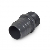 1-1/2" Barbed Insert x 1-1/4" Male NPT Threaded PVC Reducing Adapter, Sch 40, Gray Spears