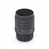 2" Barbed Insert x 1-1/2" Male NPT Threaded PVC Reducing Adapter, Sch 40, Gray Spears