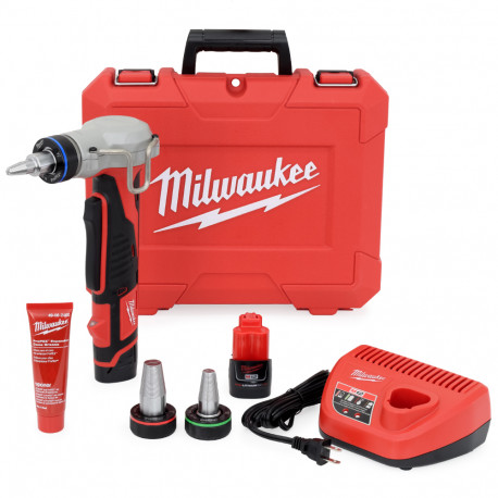 M12 ProPEX Expansion Tool Kit w/ 1/2", 3/4" & 1" Heads, (2) Batteries, Grease, Charger & Case Milwaukee