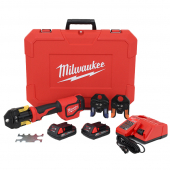 M18 Short Throw Press Tool Kit w/ 1/2", 3/4" & 1" Viega PureFlow Jaws, (2) Batteries, Charger & Case Milwaukee