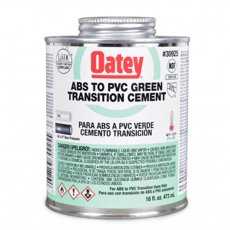 16 oz Medium-Body, ABS To PVC Transition Cement w/ Dauber, Green Oatey
