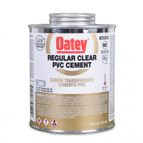 16 oz Regular-Body PVC Cement w/ Dauber, Clear Oatey