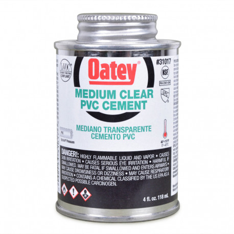 4 oz Medium-Body PVC Cement w/ Dauber, Clear Oatey