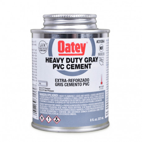 8 oz Heavy-Duty PVC Cement w/ Dauber, Gray Oatey