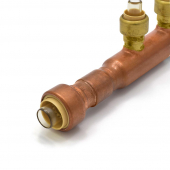 4-port Copper Manifold with 1/2" Push-to-Connect Branches, 3/4" x Open Sioux Chief