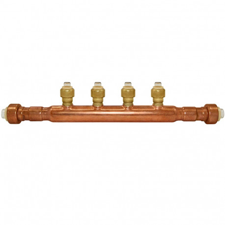 4-port Copper Manifold with 1/2" Push-to-Connect Branches, 3/4" x Open Sioux Chief