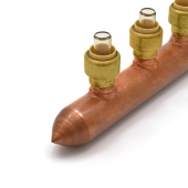 6-port Copper Manifold with 1/2" Push-to-Connect Branches, 3/4" x Closed Sioux Chief