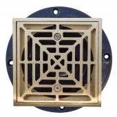 Square PVC Shower Tile/Pan Drain w/ Brushed Bronze Strainer, 2" Hub x 3" Inside Fit (less test plug) Sioux Chief