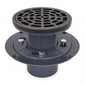 Round PVC Shower Tile/Pan Drain w/ Oil Rubbed Bronze Strainer, 2" Hub x 3" Inside Fit (less test plug) Sioux Chief