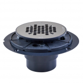 Round PVC Shower Pan Drain w/ Snap-in 19-Gauge St. Steel Strainer, 2" Hub x 3" Inside Fit (less test plug) Sioux Chief