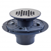 Round PVC Shower Pan Drain w/ Snap-in 19-Gauge St. Steel Strainer, 2" Hub x 3" Inside Fit (less test plug) Sioux Chief