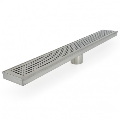 26" long, StreamLine Stainless Steel Linear Shower Pan Drain w/ Square Holes Strainer, 2" PVC Hub Sioux Chief