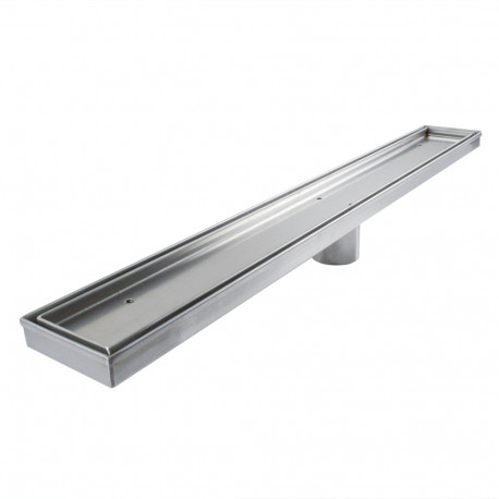 26" long, StreamLine Stainless Steel Linear Shower Pan Drain w/ Tile-in Strainer, 2" PVC Hub Sioux Chief