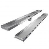 30" long, StreamLine Stainless Steel Linear Shower Pan Drain w/ Tile-in Strainer, 2" PVC Hub Sioux Chief