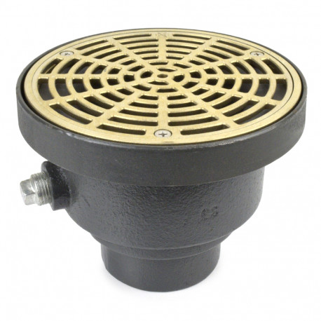 FinishLine Adjustable Floor Drain Complete Assembly, Round, Nickel-Bronze, 3" Cast Iron No-Hub Sioux Chief