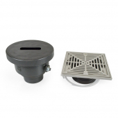 FinishLine Adjustable Floor Drain Complete Assembly, Square, St. Steel, 3" Cast Iron No-Hub Sioux Chief