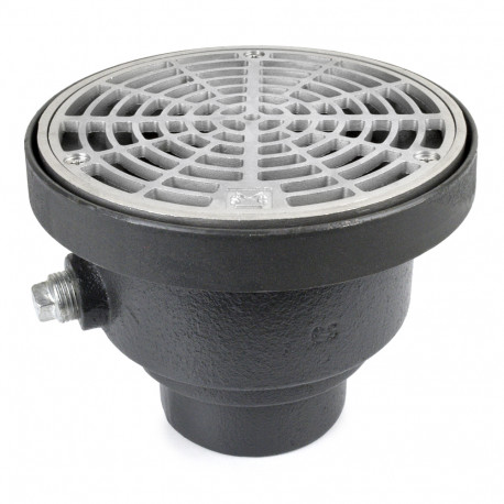 FinishLine Adjustable Floor Drain Complete Assembly, Round, St. Steel, 3" Cast Iron No-Hub Sioux Chief