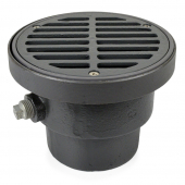 FinishLine Adjustable Floor Drain Complete Assembly, Round, Ductile Iron, 4" Cast Iron No-Hub Sioux Chief