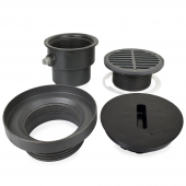 FinishLine Adjustable Floor Drain Complete Assembly, Round, Ductile Iron, 4" Cast Iron No-Hub Sioux Chief