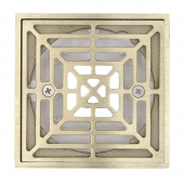 PVC Floor Drain w/ Square Nickel Bronze Strainer & Ring, 2" Hub x 3" Inside Fit Sioux Chief
